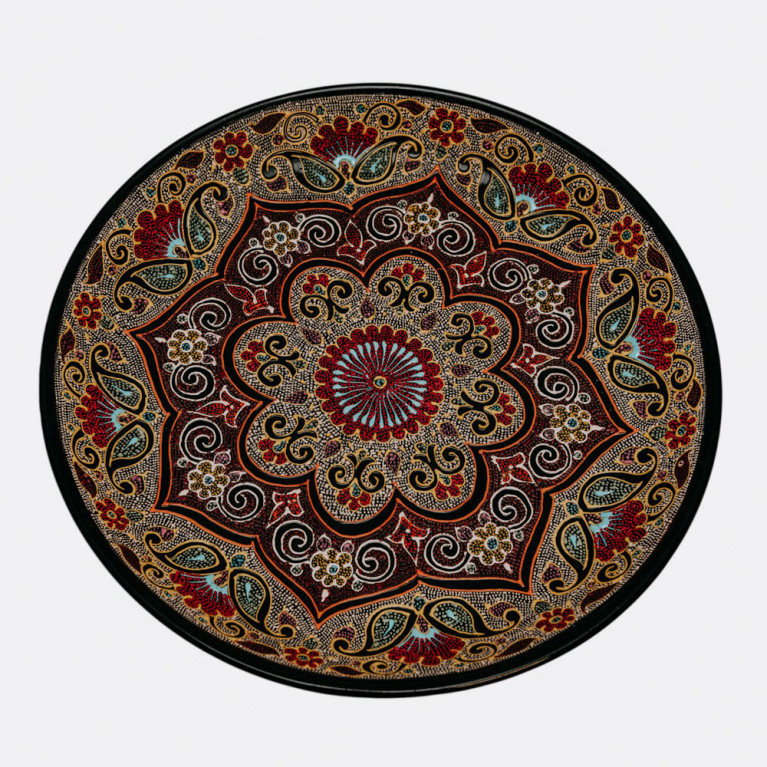 Unik handgjord dekorativ tallrik från Uzbekistan, 38 cm, droppteknik